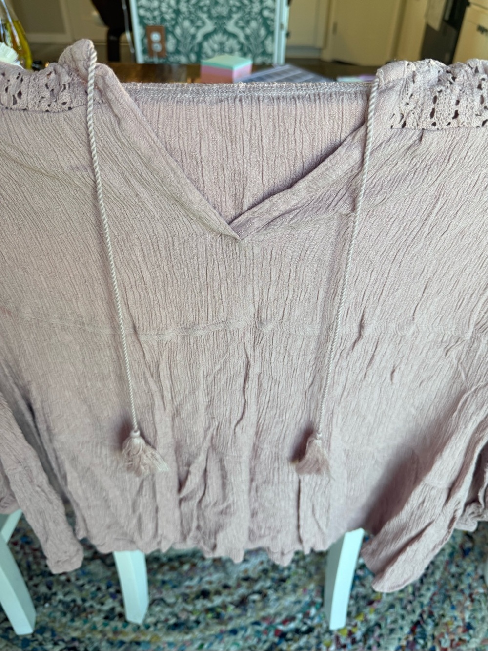 Lucky Brand Light Pink Peasant-Style Too with Tassels